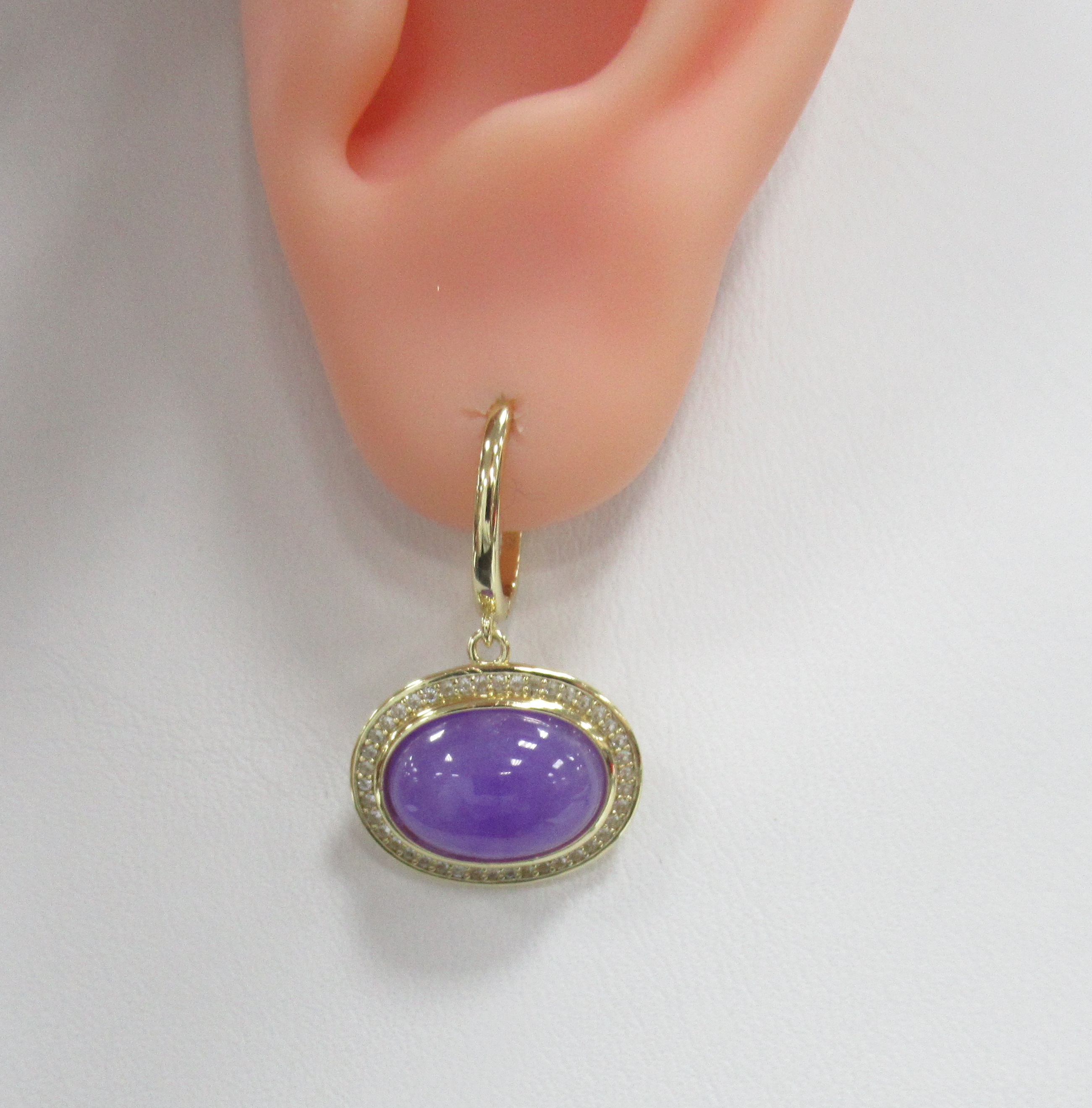 Серебряные серьги с лавандовыми жадеитами